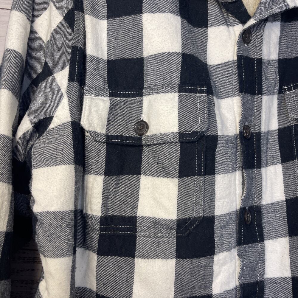 Lands End Plaid Gorpcore Flannel Sherpa Lined Button Down Shirt Large - Picture 2 of 8